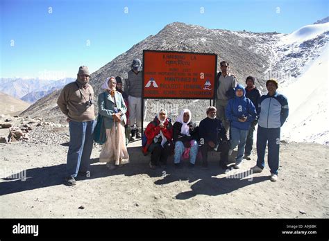 Khardung-la pass, the highest motorable road in the world, Leh, Ladakh, Jammu Kashmir, India ...