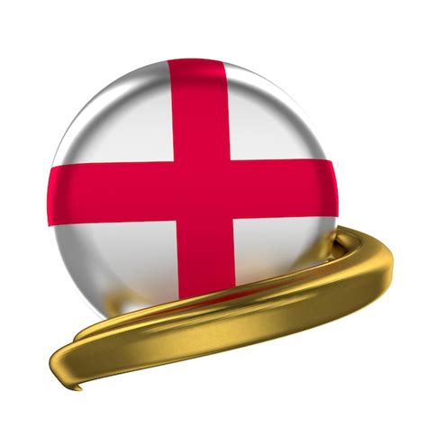 Moldura de ouro e bandeira da inglaterra isolada em renderização 3d de