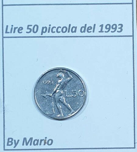 RARA MONETA 50 LIRE 1993 PICCOLA REPUBBLICA ITALIANA DIO VULCANO TESTA