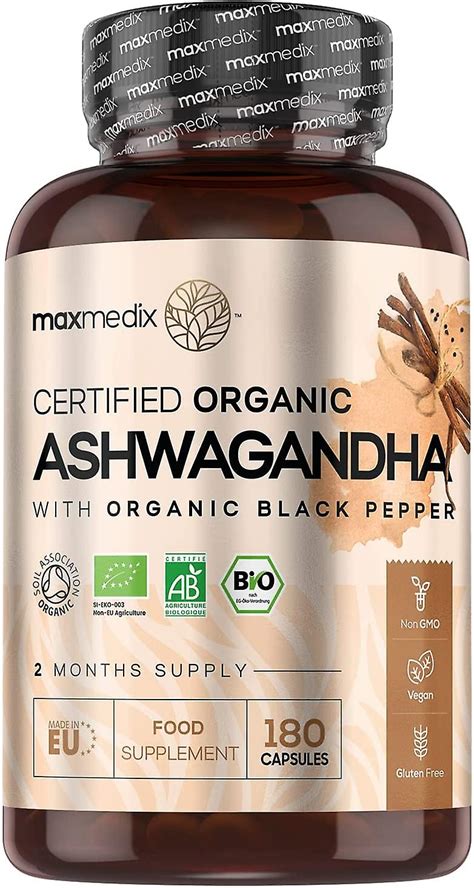 Organic Ashwagandha With Organic Black Pepper 1815mg High Strength