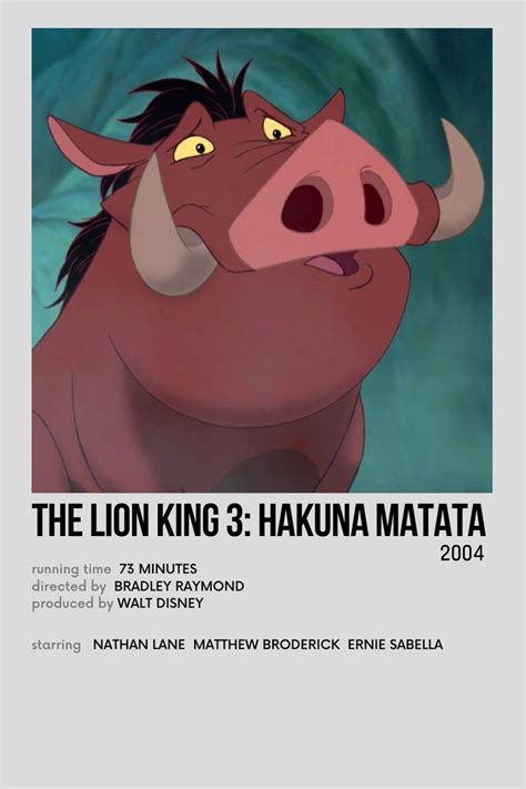 The Lion King 3 Hakuna Matata Poster Is Shown In Black And White