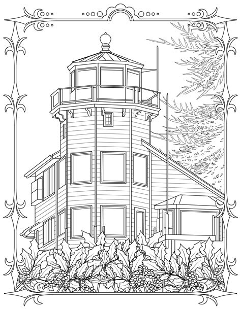 Single Coloring Book Page Pelican Bay Lighthouse Oregon Digital P