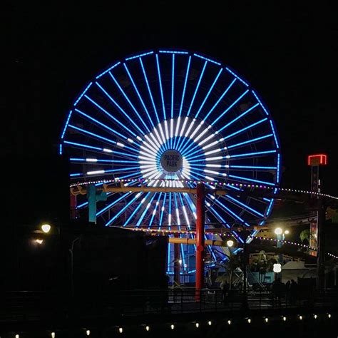 La Rams Ferris Wheel Lighting At The Santa Monica Pier Pacific Park