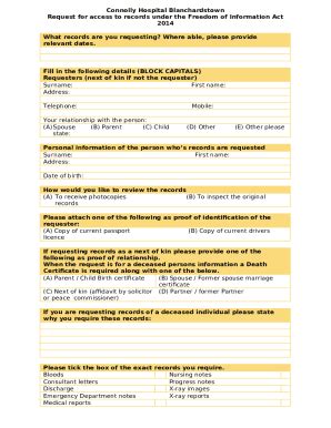 FOI Request Freedom Of Ination Request Connolly Hospital