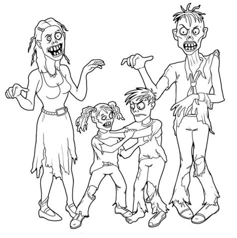 Zombie Family Cartoon Coloring Pages & book for kids.