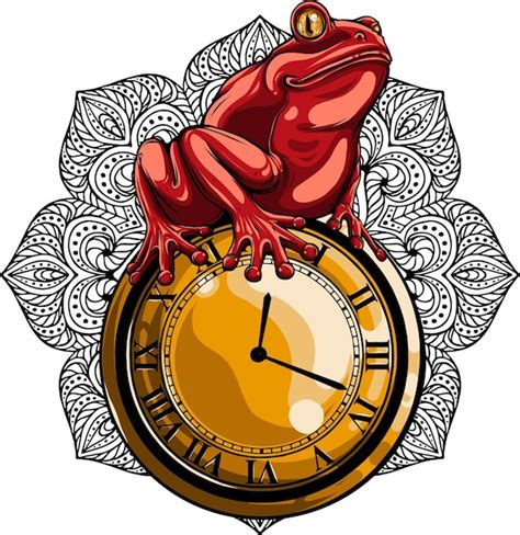 Ilustraci N De Rana Sentada En El Reloj Vector Premium