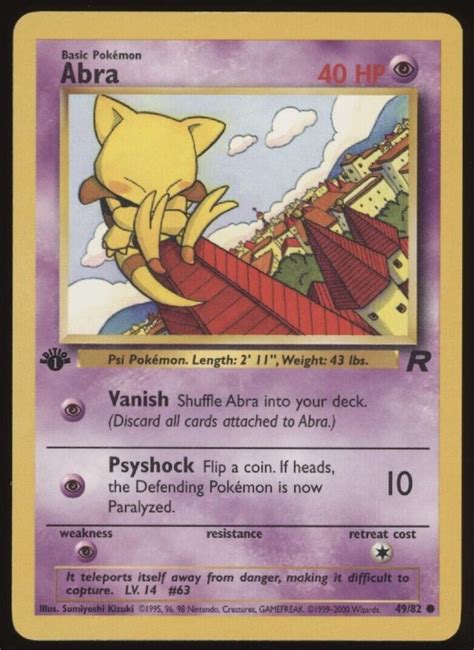 St Ed Abra Non Holo Wotc Pokemon Card Rocket Set Excellent Ebay