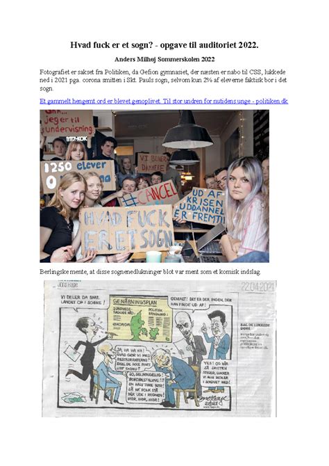 Hvad Fuck Er Et Sogn Opgaver Til Auditoriet Anders Milh J Sommerskolen Fotografiet
