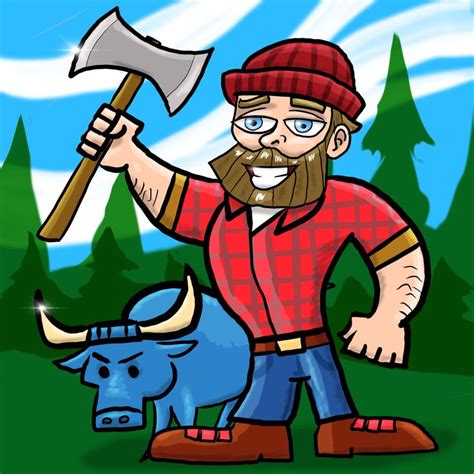 Paul Bunyan And Babe Drawing Paulbunyan Babethebluox Illustration In Easy Drawings