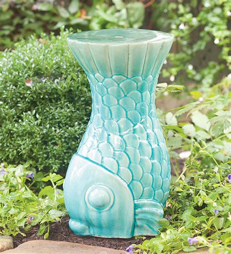 Fish Ceramic Garden Stool Wind And Weather