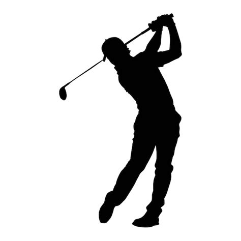 Silueta De Un Jugador De Golf En Blanco Vector Premium