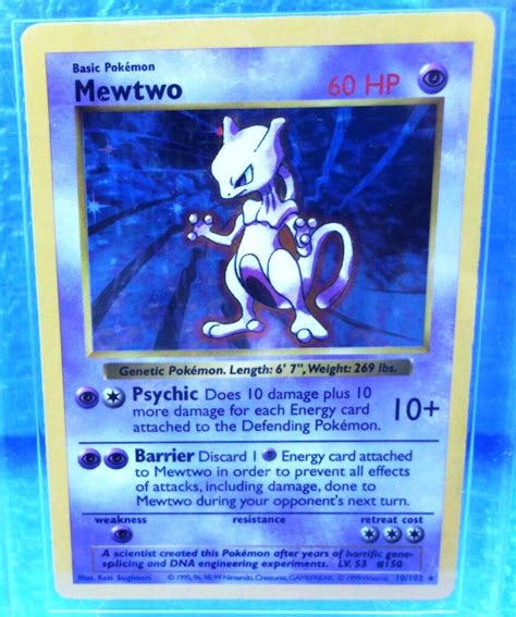 Mewtwo Card 10102 Shadowless Borders “pokemon Unlimited Holo Foil