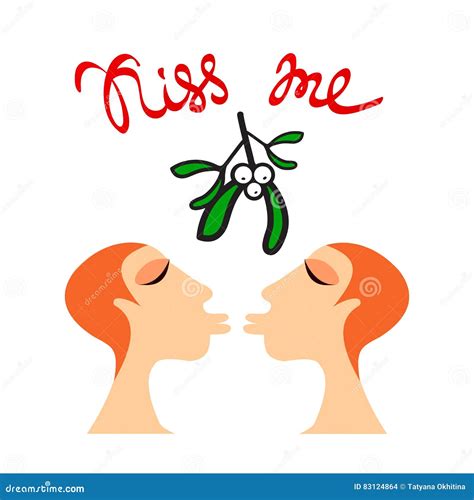 Mistletoe Lesbian Kiss Stock Vector Illustration Of Isolated 83124864
