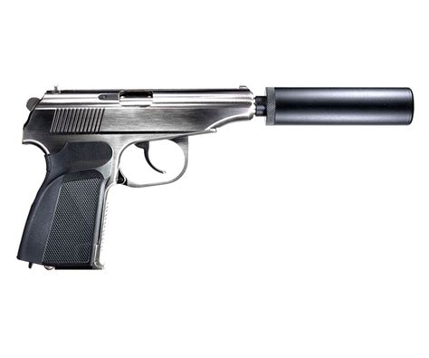 Страйкбольный пистолет WE Makarov 654K Silver, с глушителем (WE-MA001 ...