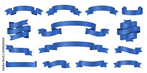 Blue ribbons. Realistic ribbon banners vector collection. Illustration ...