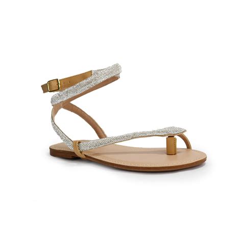 Sandália Rasteira Vestige Nude Tira Serpente Cristais