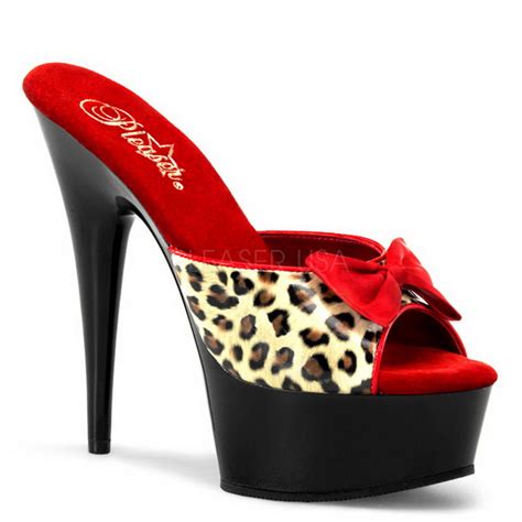 Leopard 15 Cm Pleaser Delight 601 6 High Platform Mules