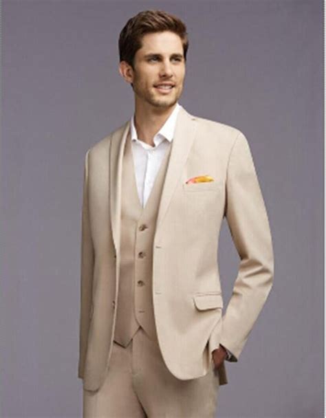 Newest Men Suit Beige Wedding Business Formal Suits Slim Fit