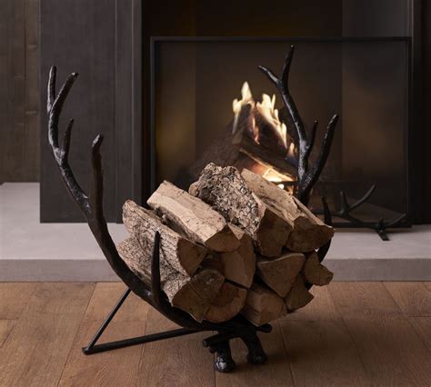 Bronze Antler Fireplace Log Holder Pottery Barn