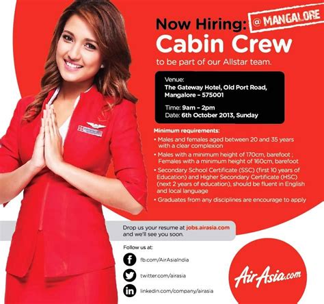 Fly Gosh Air Asia India Cabin Crew Walk In Interview Mangalore