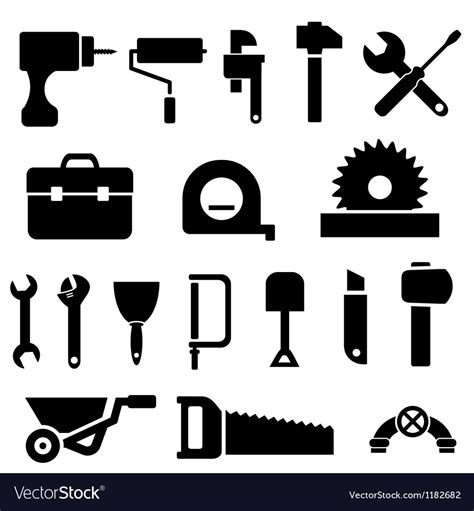 Silhouette Of Tools Royalty Free Vector Image VectorStock