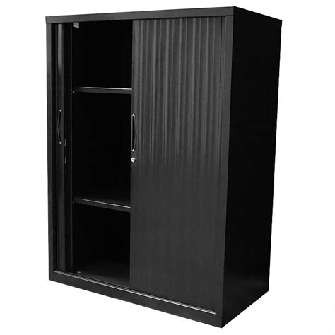 Super Strong Metal Tambour Door Storage Cabinet Black Fast Office