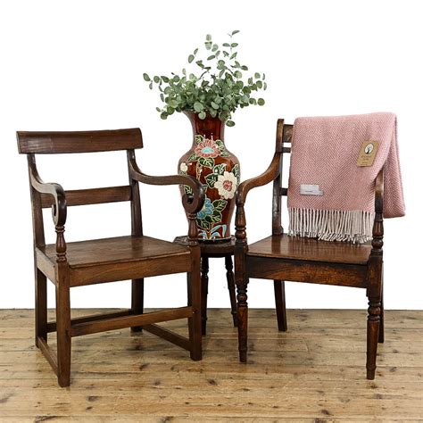 Two Antique Country Oak Armchairs M 5359 Penderyn Antiques