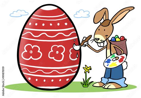 Osterhase Bemalt Ei Zu Ostern Als Osterei Stock Illustration Adobe Stock