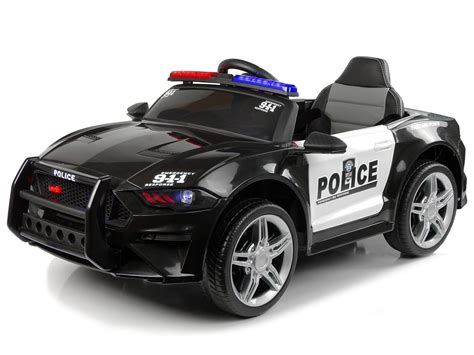 Coche Eléctrico Policia 12v con luces y mando LEBBH0007 Negro LE4781