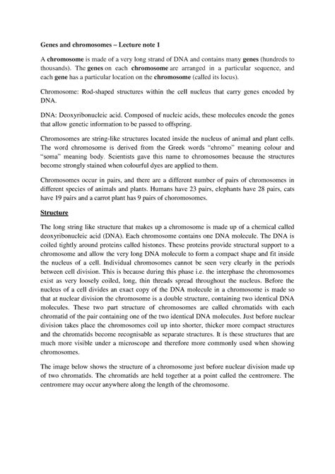 Genes And Chromosomes Structure Function Of Chromosomes Sex Determination Genes And