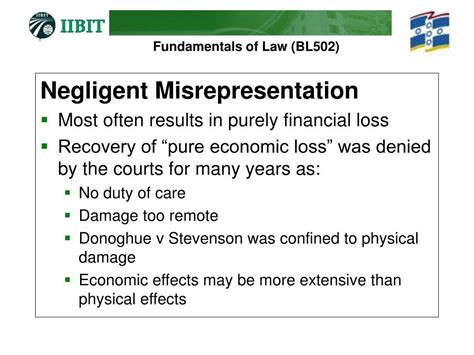 Ppt Week 6 The Law Of Torts Negligence Negligent Misrepresentation