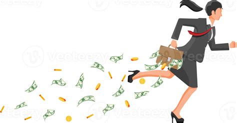 Businesswoman Holding Briefcase Full Of Money 35743325 Png