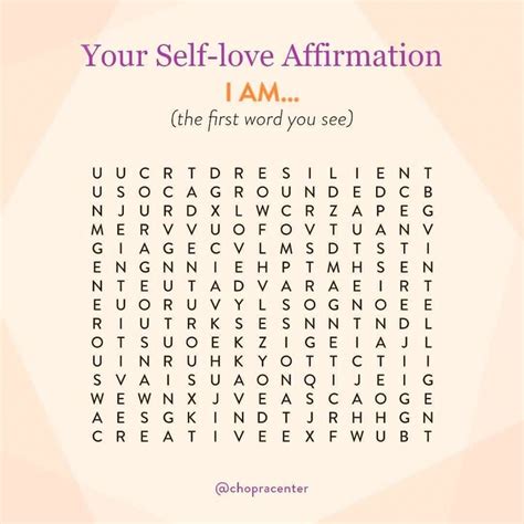 Positive Affirmations Wordsearch Add I Am To The First Three Words