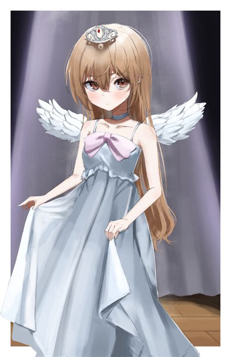 Safebooru 1girl Absurdres Aisaka Taiga Bangs Border Bow Brown Eyes