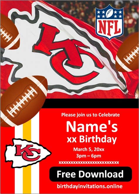 Kansas City Chiefs Invitations Birthday Invitations