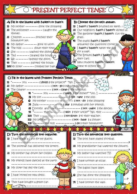 Grammar Worksheet Present Perfect Positives Negatives And Questions Answers Ccmclaudiamonteiro