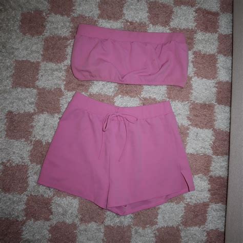 Pink Strapless Set Size L Hot Pink Depop