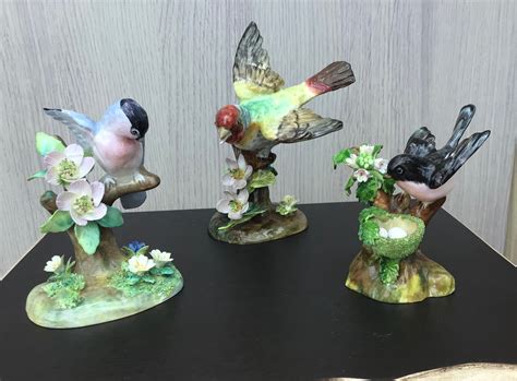 Crown Staffordshire Jt Jones Bird Figurines X3 Etsy