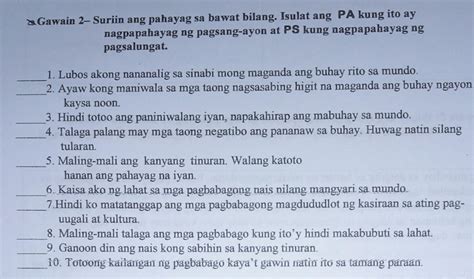 Suriin Ang Pahayag Sa Bawat Bilang Isulat Ang Pa Kung Ito Ay