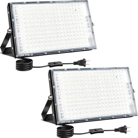 Lot de 2 projecteurs LED d extérieur 150 W 15 000 lm super lumineux