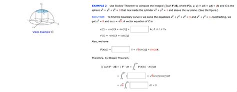 Solved Example 2 Use Stokes Theorem To Compute The Integral