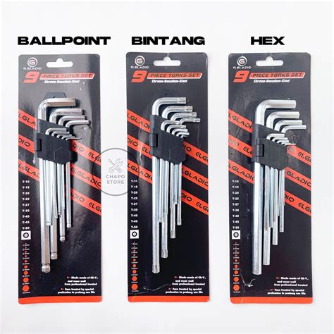 Jual Elgladio Kunci L Set Panjang 9pcs Kunci L Set Panjang Hex Torx