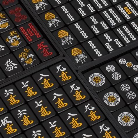 Japanese Riichi Mahjong Set Black Standard Size Tiles And Vinyl Case