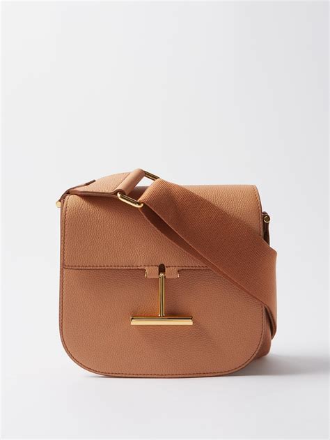 Tom Ford Tara Mini Grained Leather Cross Body Bag In Beige Natural