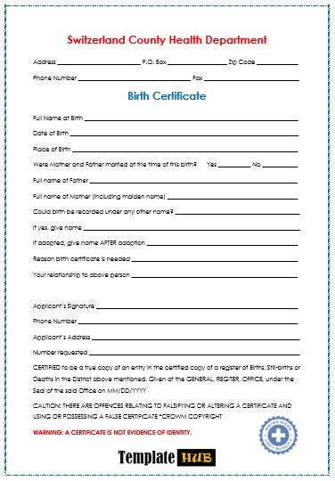 Free Birth Certificate Template Microsoft Word Free Templates Printable