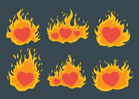 Flaming Heart Vector Set 173627 Vector Art At Vecteezy