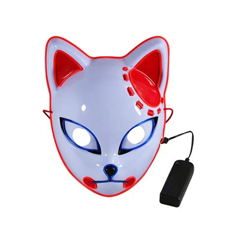 Sabito Tanjirou Makomo Demon Slayer Fox Cat Mask Replica Led Light Up Luminous Glowing Kimetsu