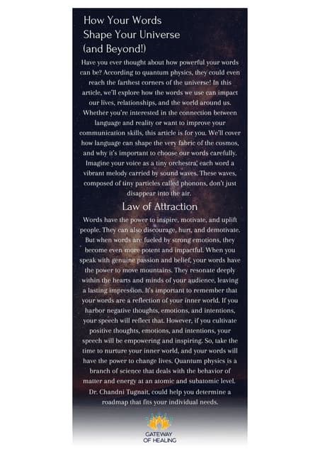 How Your Words Shape Your Universe (and Beyond!) | PDF