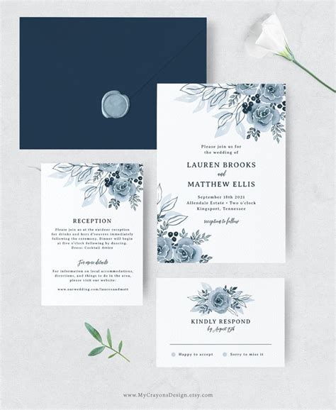 Wedding Printables | Blue wedding invitations, Blue wedding invitations diy, Floral wedding ...