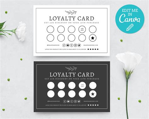 Elegant Loyalty Card Template Editable Rewards Card Simple Etsy